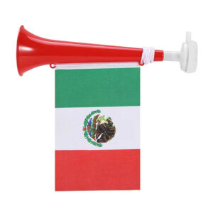 1pza Trompeta pequeña de plástico con hoyuelos y bandera de méxico colgante, variedad de usos / 28cm / v2101