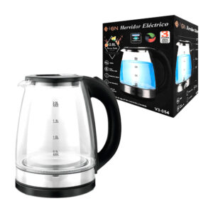 1pza Hervidor / calentador de agua eléctrico, con cuerpo de cristal, mango, tapa de plástico rígido y capacidad máxima de 2.0l, variedad de usos / gn / v3-054