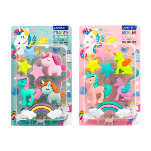Blíster de papelería con 7 borradores pequeños y formas infantiles, variedad de modelos / eraser / lanyi / ly1105