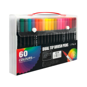 Paquete con 60 plumones delgados de doble punta, color surtido / 001-60