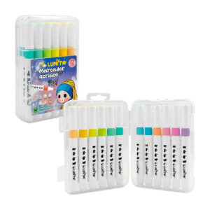 Estuche con 12 marcadores de acrílico punta pincel tonos pastel, variedad