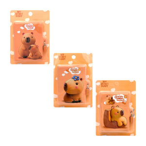 Mini diario acolchado con candado y llaves con estampado de capibara, variedad