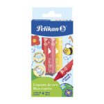 Paquete con 6 crayones de cera pelikan, cortos redondos, variedad / pelicrayones