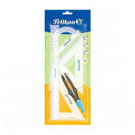 Juego de geometría pelikan 1 regla, 2 escuadras, 1 transportador + compás