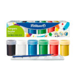 Paquete con 6 pinturas témpera pelikan, pincel + paleta, color surtido
