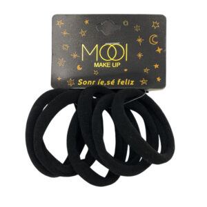 Paquete con 6pzas donas ligas de color negro para el cabello, 5.5cm / mooi / 75053-bk