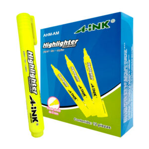 Caja con 12 resaltadores con punta cincel color amarillo / highlighter / ahm-am