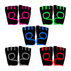 Par de guantes incompletos, ajustables, de tela suave, con velcro y líneas de colores, variedad de colores / bbg-50126