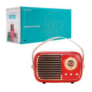 1pza Bocina pequeña rectangular recargable con iluminación led y rueda de volumen, variedad de funciones / greatnice / retro wireless speaker