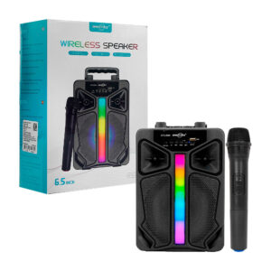 1pza Bocina mediana inalámbrica con asa agarradera, botones frontales, iluminación rgb y micrófono, variedad de funciones / greatnice / 6.5 pulgadas / gts-2066