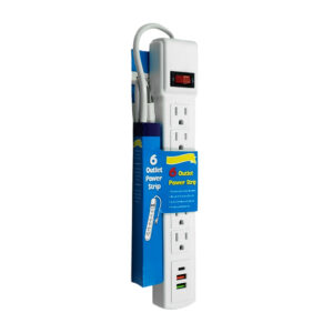 Multicontacto con 6 conectores, 2 puertos usb y usb-c, botón de encendido