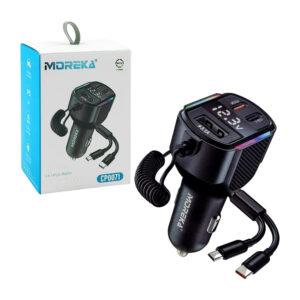 Plug moreka cargador mp3 con cable v8 y tipo-c, puerto usb, usb-c y pd30w