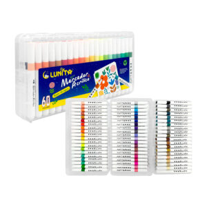 Estuche con 60 marcadores de acrílico punta bala, color surtido / l250-60