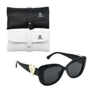 1pza Lentes de sol opacos con armazón de plástico, estuche tipo cuero y decoración en forma de corazones, variedad de colores / chanel / lu9427