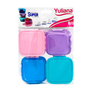 Blíster con 4 minituppers cuadrados de plástico semitraslúcido, variedad de colores / yuliana / mx-411